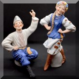 P17. Pair of Petrush's Ukrainian Art dancing figures 7”h/ 8”h - $58 